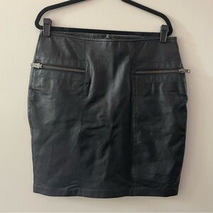 STETSON Black Smooth Lamb Leather Pencil Skirt Zipper Pockets Size Large